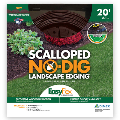 20 in. Decorative Landscape Edging Kit without Dig, Embossed Brown