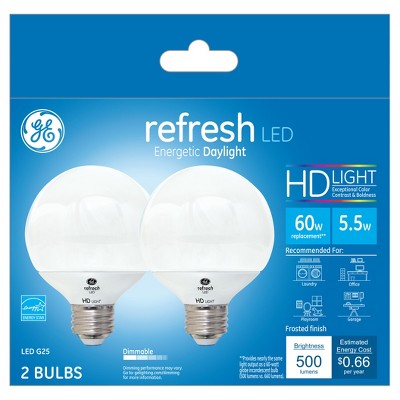 5.5 watt Ceiling G25 Shape LED White Bulb, Daylight Light - Pack of 2
