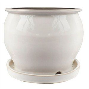 Studio Pot Set - Cream White - 8 in. - Pack of 2 - Glazed Ceramic