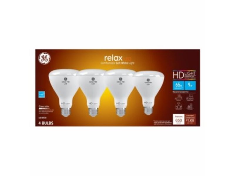 258471 9W Relax HD LED Light Bulbs, Soft White - Pack of 4 -  Ge Lighting