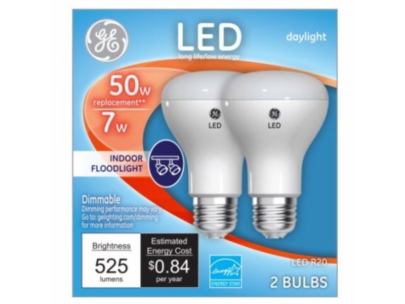 525 Lumen R20 LED Directional Light Bulb, Daylight & Clear Bulb - 7W - Pack of 2