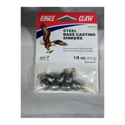 0.125 oz Non-Lead Steel Bass Casting Sinker, Pack of 7