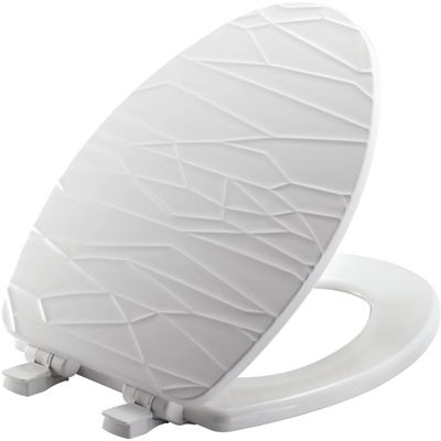 Picture of Bemis 258139 Elongated Wood Sculptured Toilet Seat&#44; White