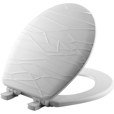 Picture of Bemis 258145 Round Wood Sculptured Toilet Seat&#44; White