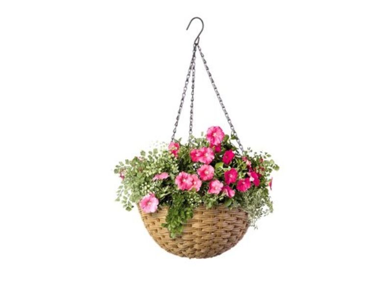 14 in. Resin Wicker Hanging Basket