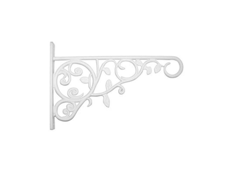 9 in. Cast Aluminum Hanging Plant Bracket, White Leaves