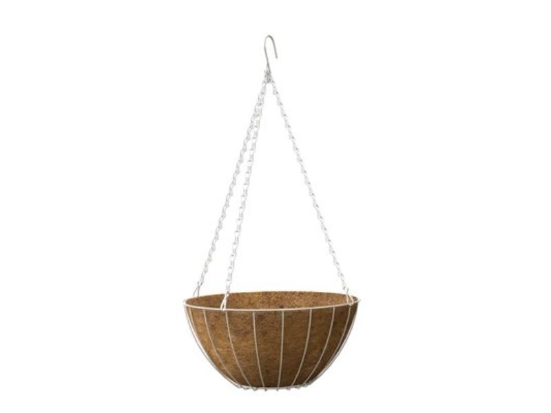 12 in. Growers Hanging Basket with Coco Liner, White Steel