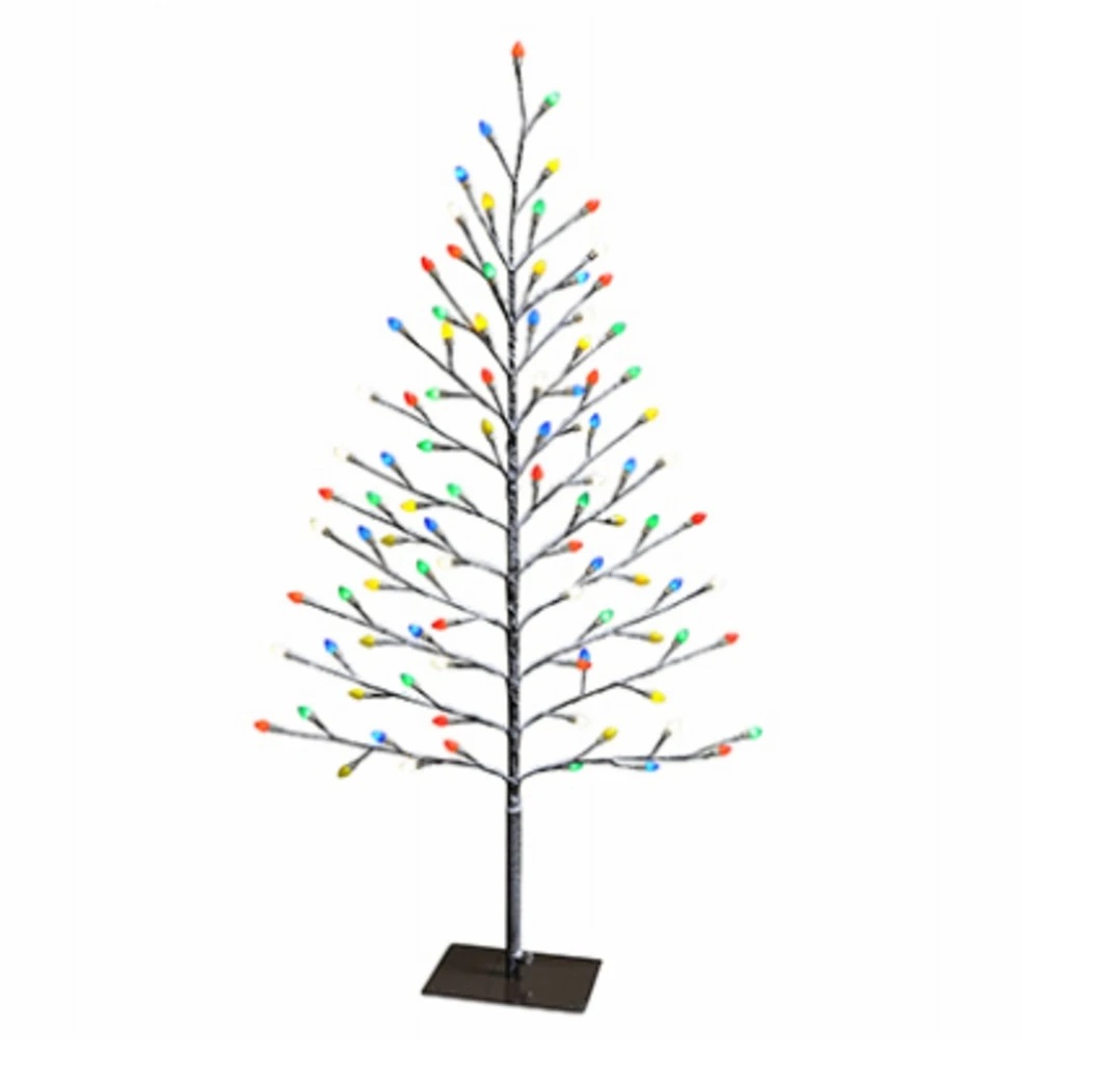 Picture of Holiday Bright Lights 266731 42 in. Christmas LED Flat Stick Snow Covered Tree&#44; Multi Color
