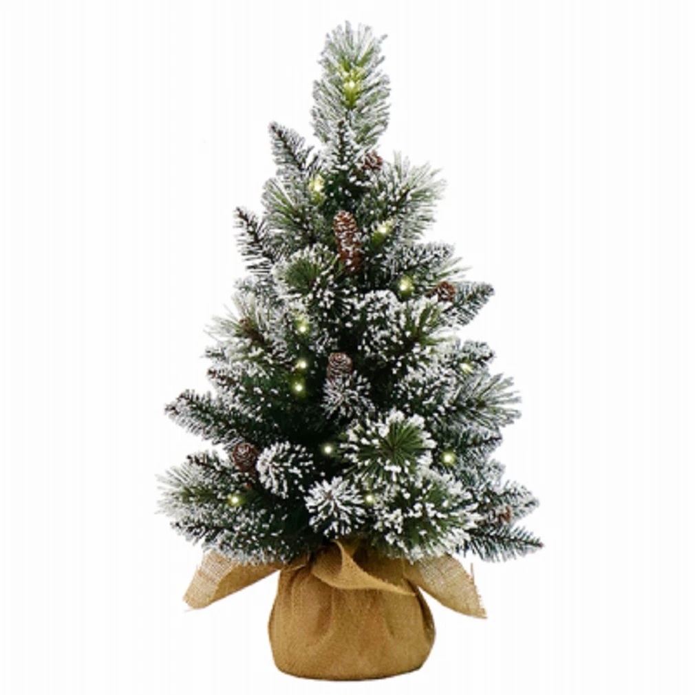 National Tree 266735 2 ft. Glittery Bristle Pine Artificial Tree, Warm White