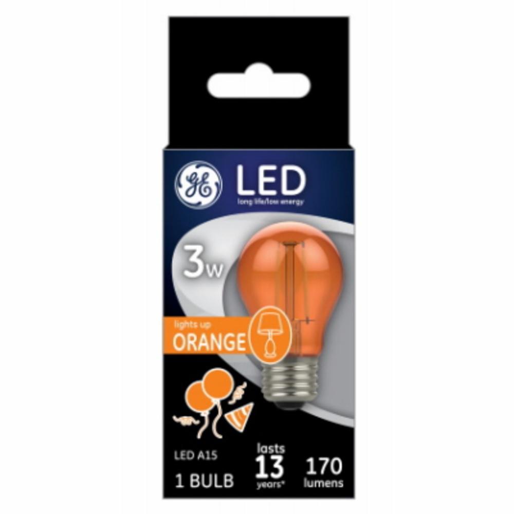GE3W A15 Party Bulb, Orange