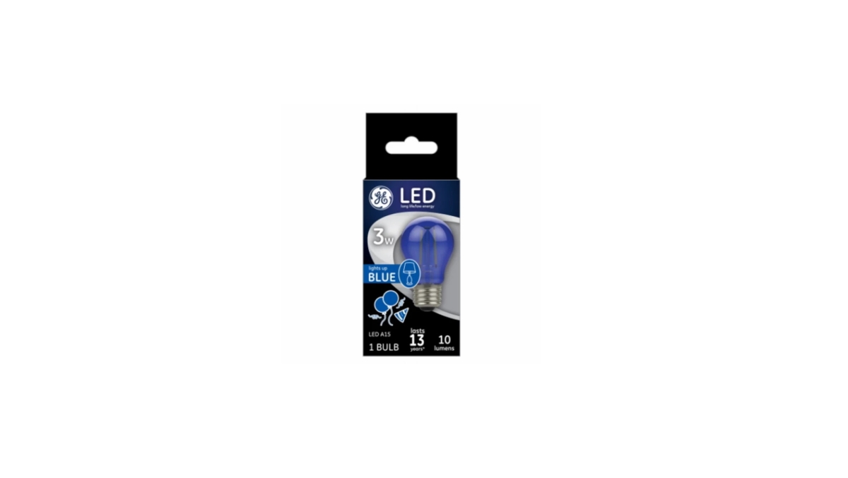 3W GE A15 Party Bulb, Blue