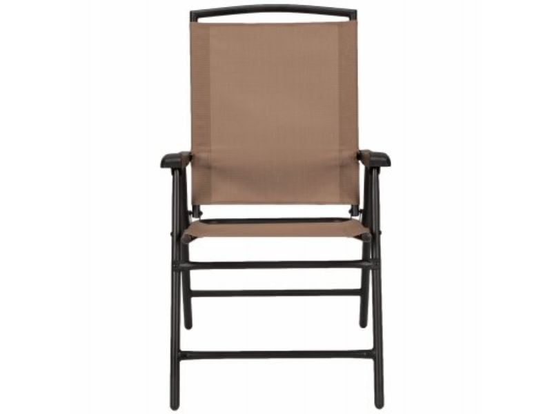 Sunny Isles Sling Fabric Steel Folding Chair, Mocha