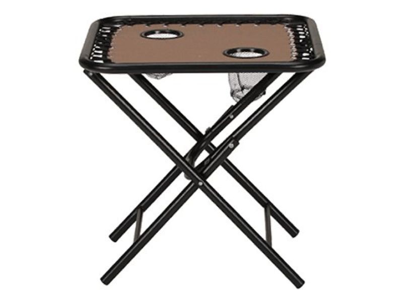 Sunny Isles Folding Side Table with 2 Cup Holders for Zero Gravity Chair, Mocha Tan