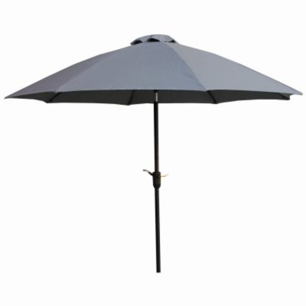 9 ft. Aluminum Pole Crank Open & Tilt Patio Canopy Umbrella, Gray Fabric