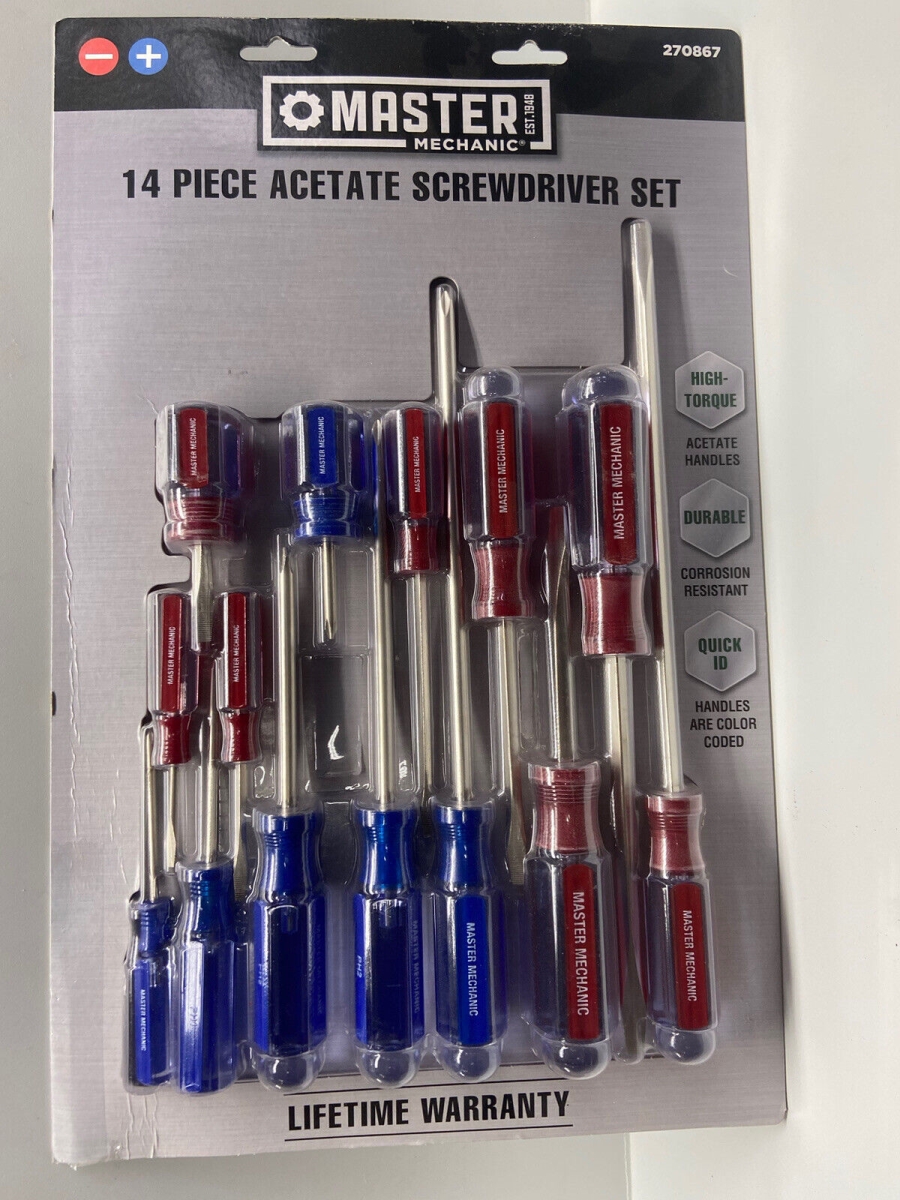 Master Mechanic Acetate Screwdriver Set - 14 Piece