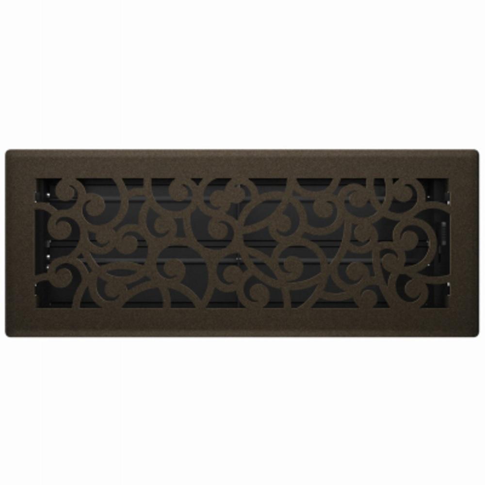 4 x 12 in. Bronze Age Decorative Floor Register with Wonderland Design