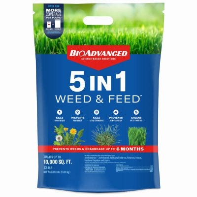 5 m 5-in-1 Lawn Fertilizer Weed & Feed, Covers 10000 sq. ft.