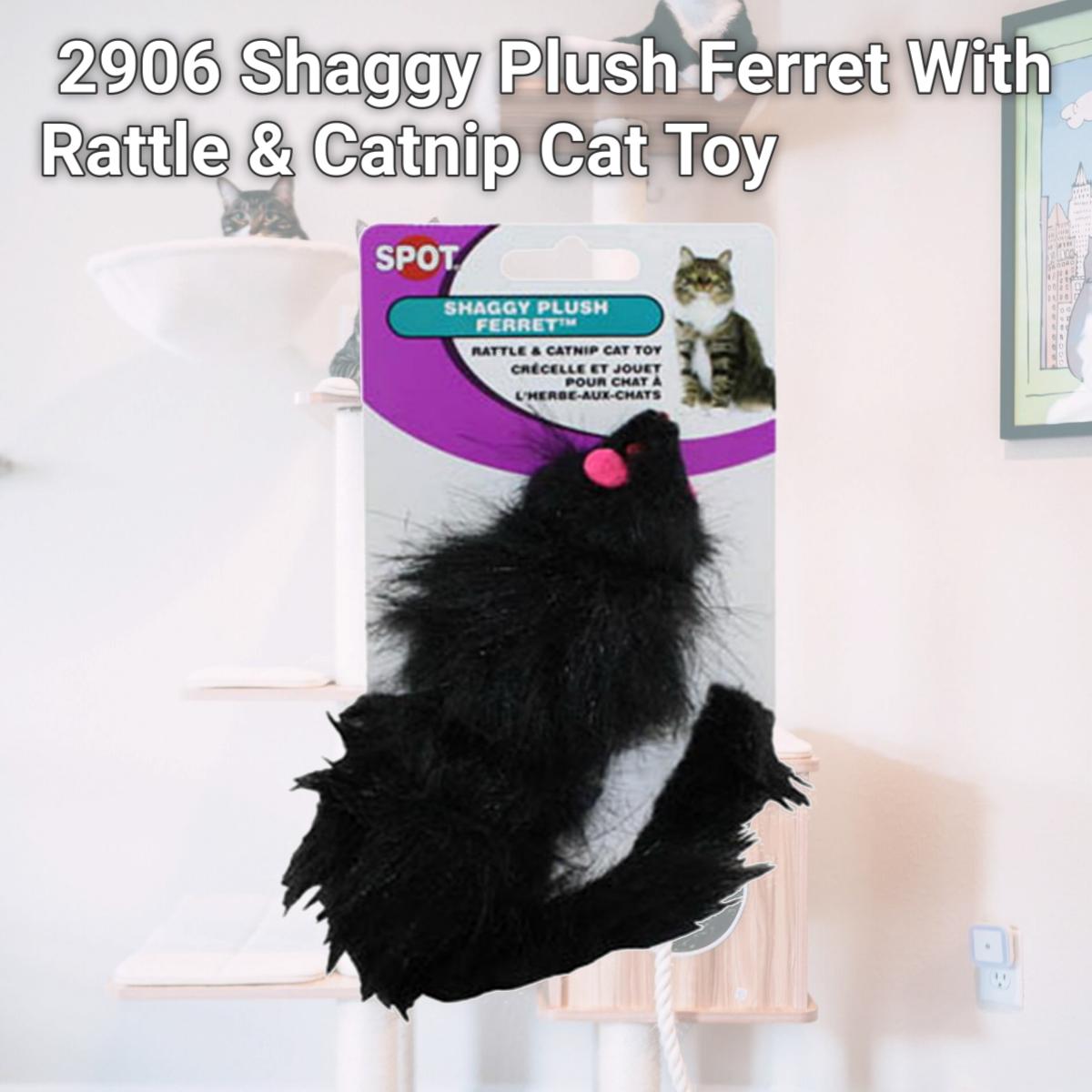 Picture of Ethical Products 2906 Shaggy Plush Ferret With Rattle & Catnip Cat Toy