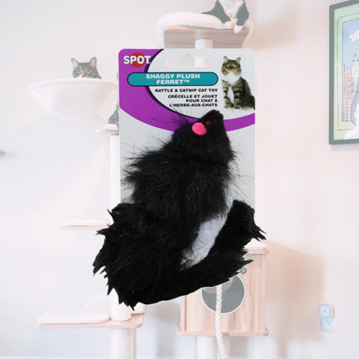 Picture of Ethical Products 2906 Shaggy Plush Ferret With Rattle & Catnip Cat Toy
