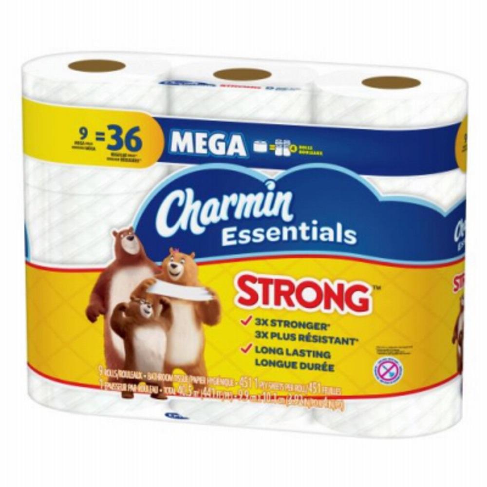 273661 9 Mega Roll Charmin Essentials Strong Tissue - Pack of 4