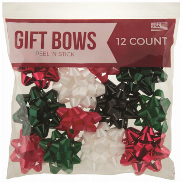 Picture of IG Design 274723 Red&#44; White & Green Bow Bag - 12 Count