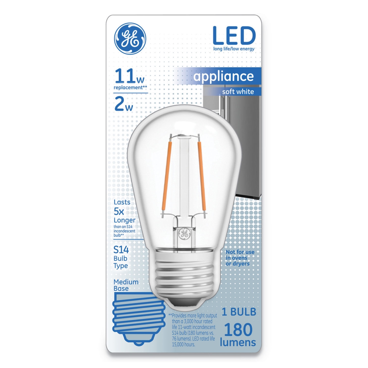 2W Replacement LED Medium Base Appliance Light Bulb, Soft White - Specialty S14