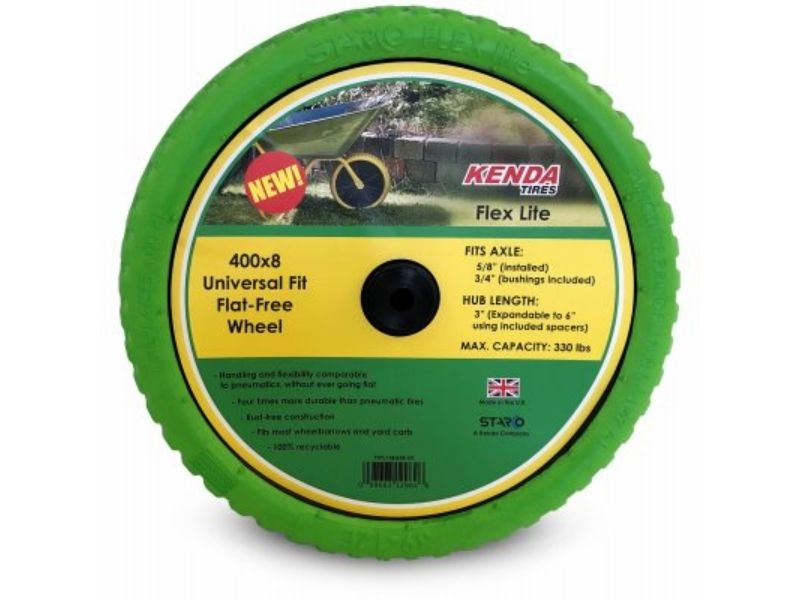 274459 15 in. Universal Fit Flex Lite Flat Free Wheelbarrow Wheel, Green Tire -  Martin Wheel
