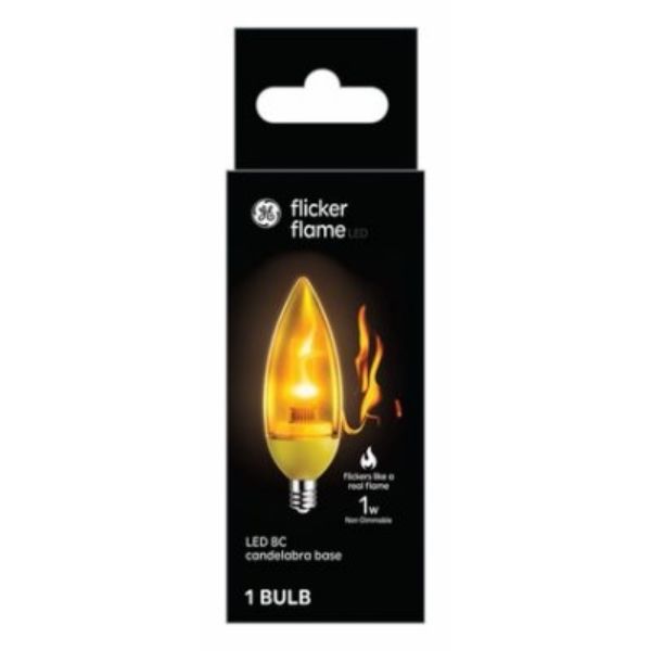 1W Flicker Flame Candelabra Base LED Bullet Shape Light Bulb