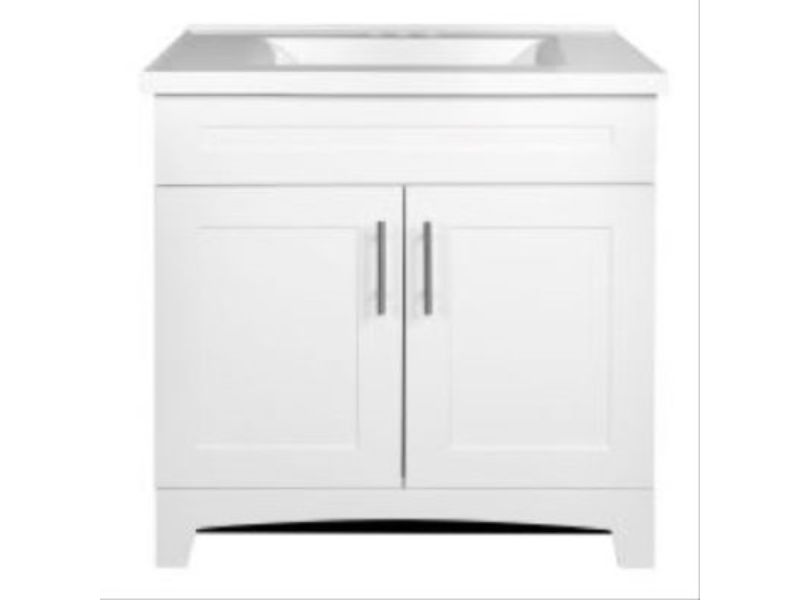 30 in. Shaker Vanity Combo with White Marble Top, White Finish