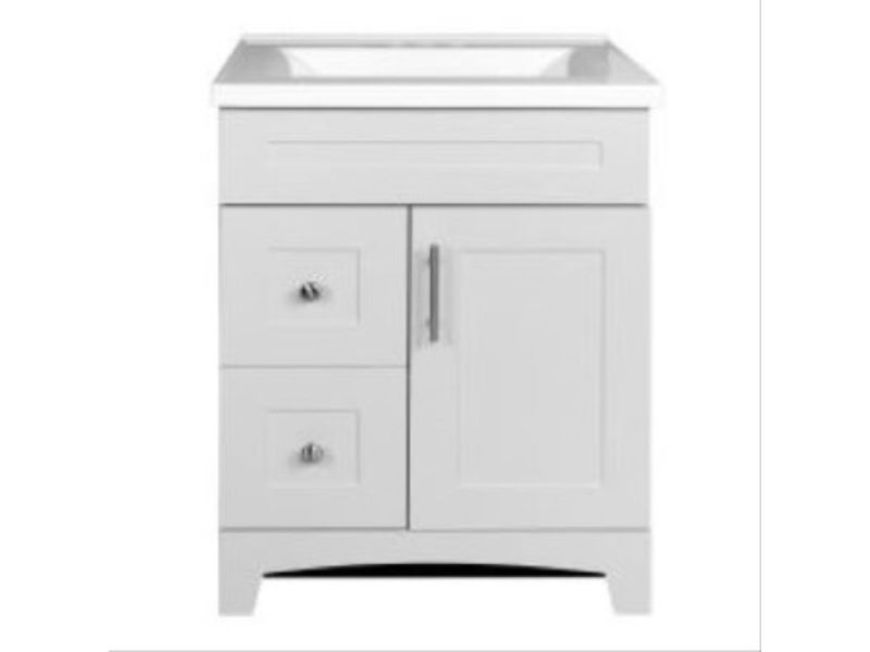 True Value 100478 24 in. Shaker Door & Drawer Vanity Combo with White Marble Top Fashion Grey Finish -  True Value Manufacturing