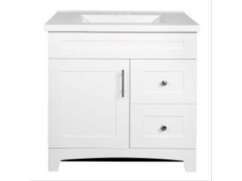 30 in. Shaker Door & Drawer Vanity Combo with White Marble Top, White Finish