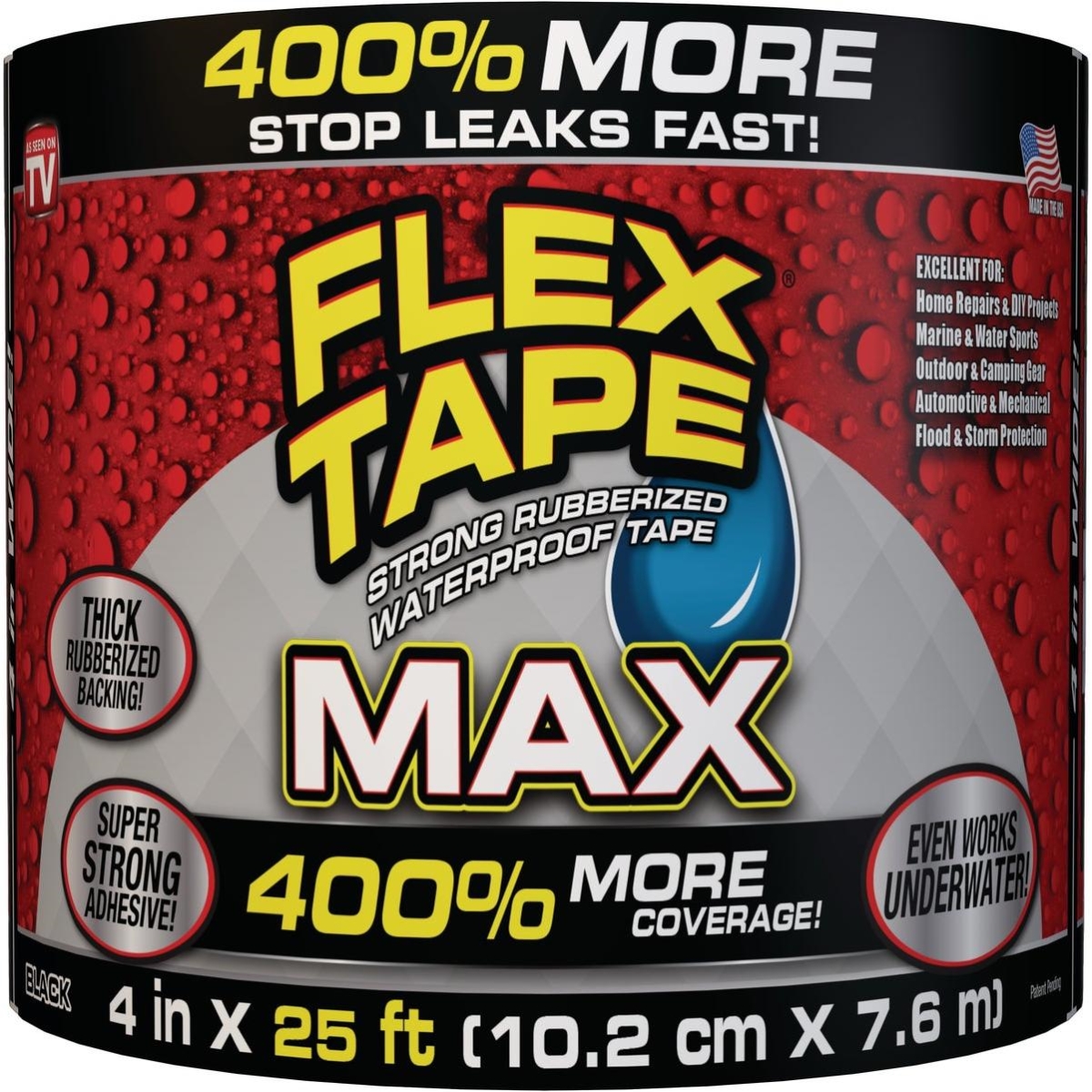 4 in. x 25 ft. Flex Max Repair Tape, Black