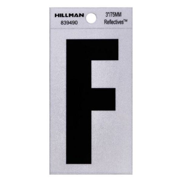 101337 3 in. Thin Adhesive Letter F, Black - Pack of 6