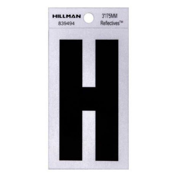 101341 3 in. Thin Adhesive Letter H, Black - Pack of 6