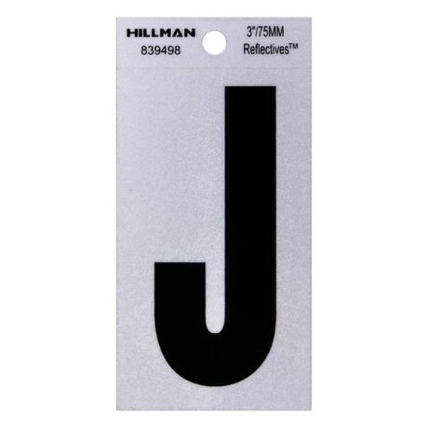 101344 3 in. Thin Adhesive Letter J, Black - Pack of 6
