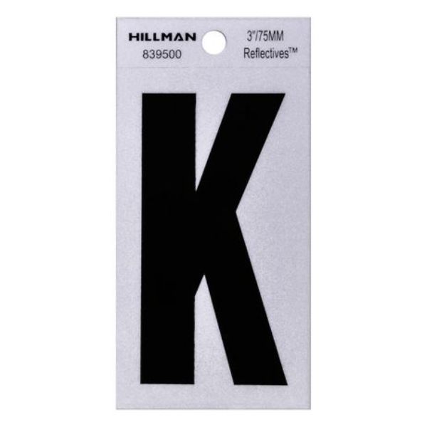 101345 3 in. Thin Adhesive Letter K, Black - Pack of 6