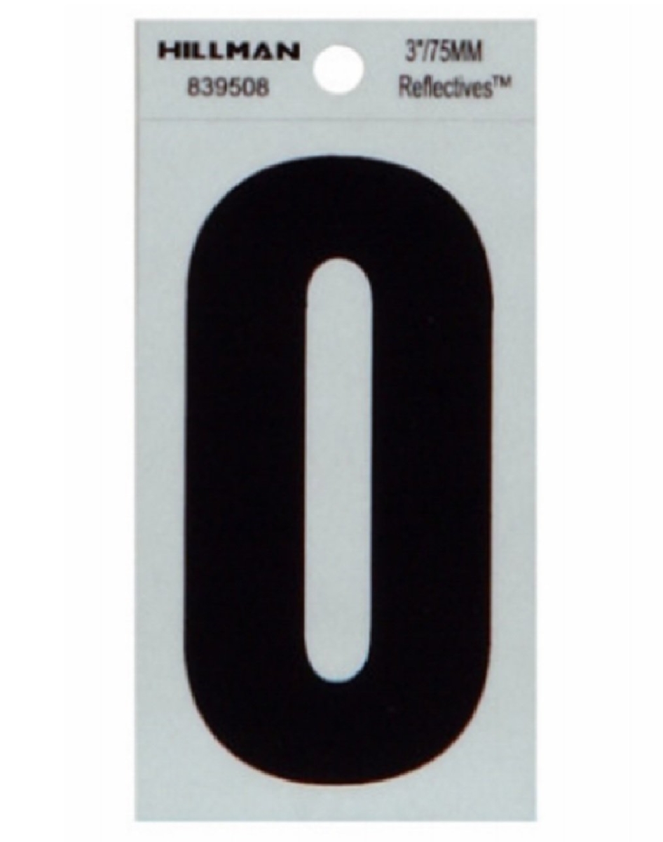 101348 3 in. Reflective Thin Adhesive Vinyl Letter O Sign, Black & Silver