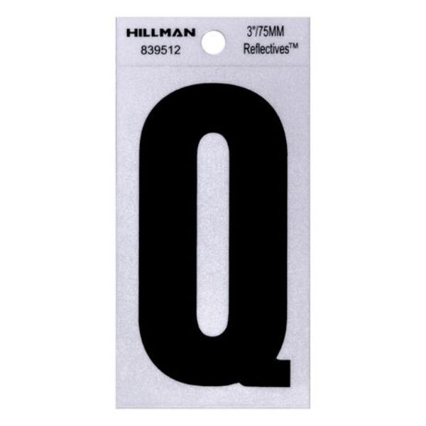 101350 3 in. Thin Adhesive Letter Q, Black - Pack of 6