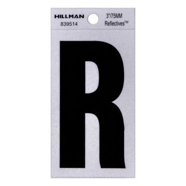 3 in. Thin Adhesive Letter R, Black - Pack of 6
