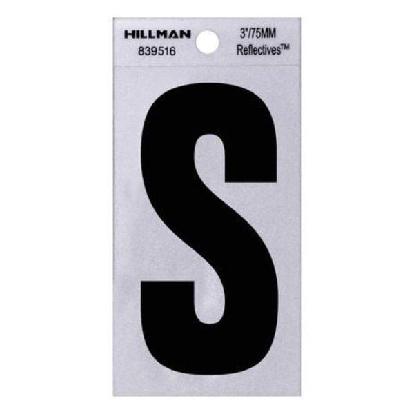 101352 3 in. Thin Adhesive Letter S, Black - Pack of 6