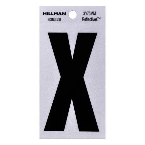 101357 3 in. Thin Adhesive Letter X, Black - Pack of 6