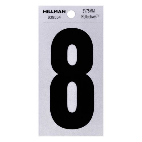 101338 3 in. Thin Adhesive Letter 8, Black - Pack of 6