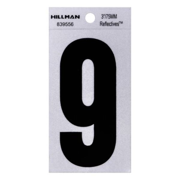 101339 3 in. Thin Adhesive Letter 9, Black - Pack of 6
