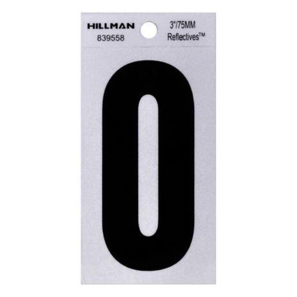 101342 3 in. Thin Adhesive Letter 0, Black - Pack of 6