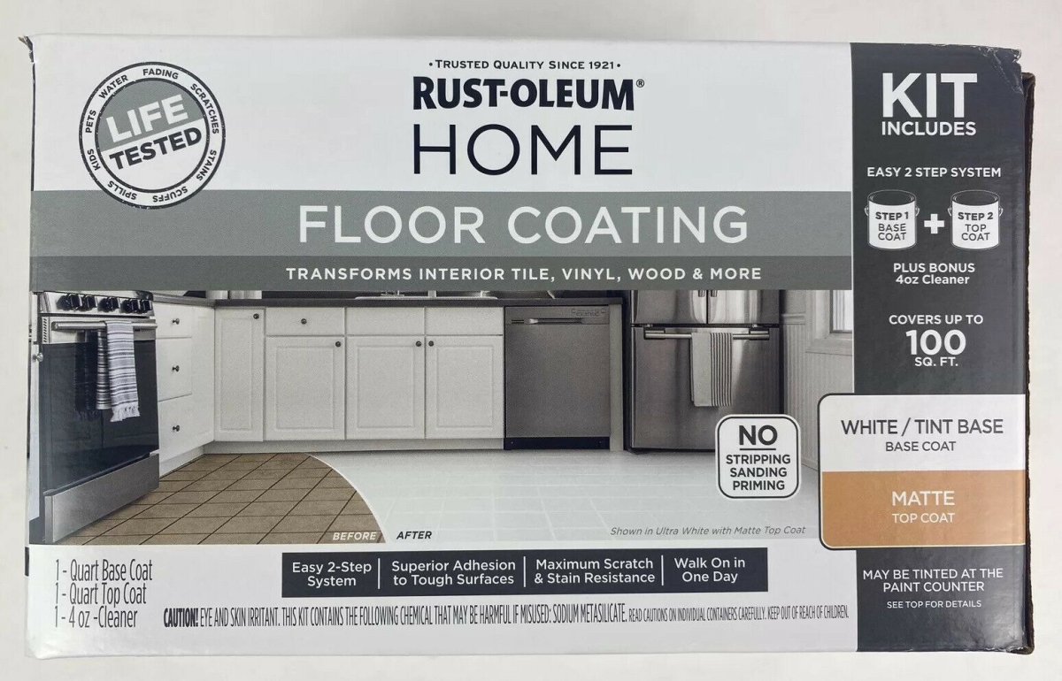 Rustoleum  White Semi-Gloss Tile Wood Vinyl Floor Coating Kit