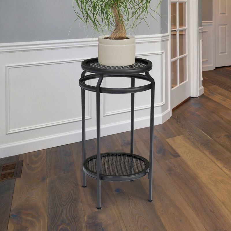 Products 102226 20 in. Double Plant Stand, Black -  Panacea