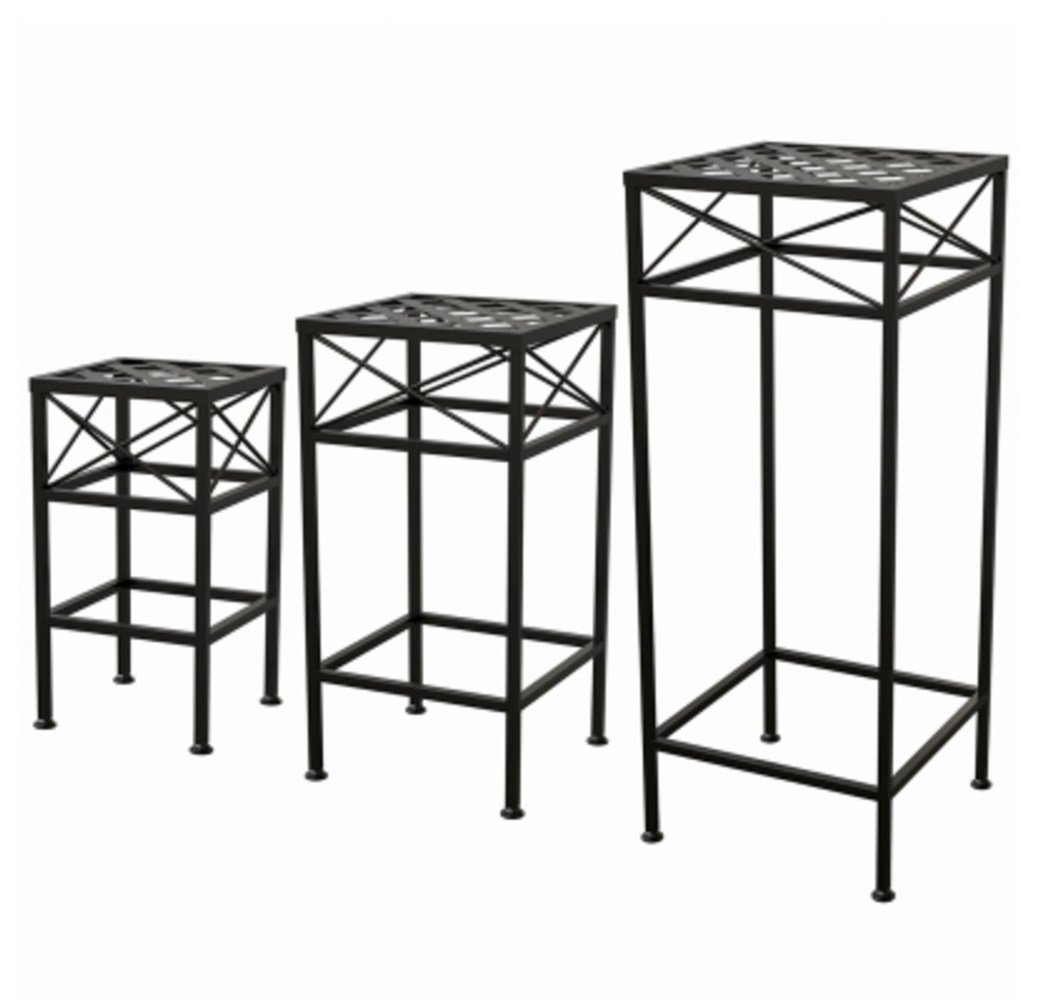 102227 Nested Cross Hatch Square Plant Stands, Black - Steel - 3 Piece -  Panacea