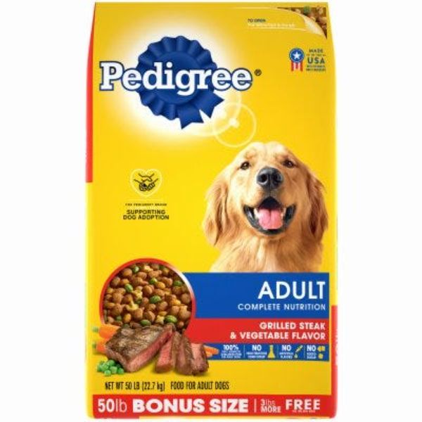 248697 44 lbs Adult Complete Nutrition Grilled Steak & Vegetable Dry Dog Food -  Pedigree, 10249509