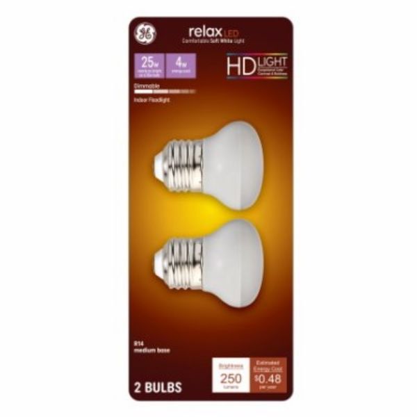 105686 250 Lumen 4W R14 Shape Medium Base LED Light Bulb - Pack of 2 -  Ge Lighting