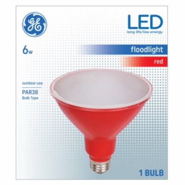 105637 6 Watts LED Flood Light - 100 Lumens, Medium Base - PAR38, Red -  Ge Lighting